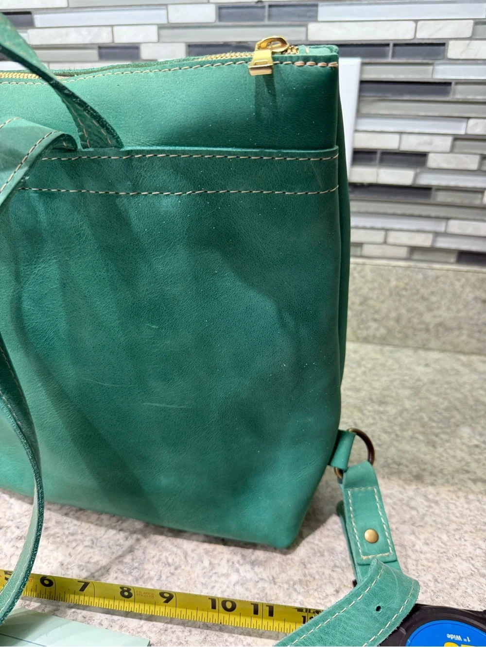 Portland Leather Emerald Green Leather Backpack Tote